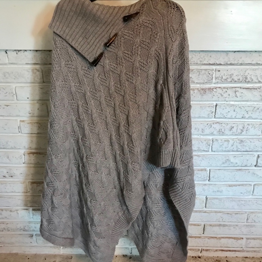 Asymmetrical sweater cape